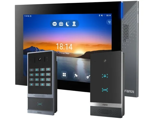 Fanvil i57A svarspanel (Android) med porttelefonerna Fanvil i64 och i61.